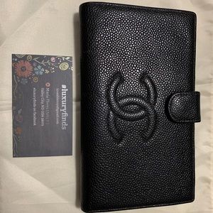 Authentic Chanel Black Caviar Long Wallet